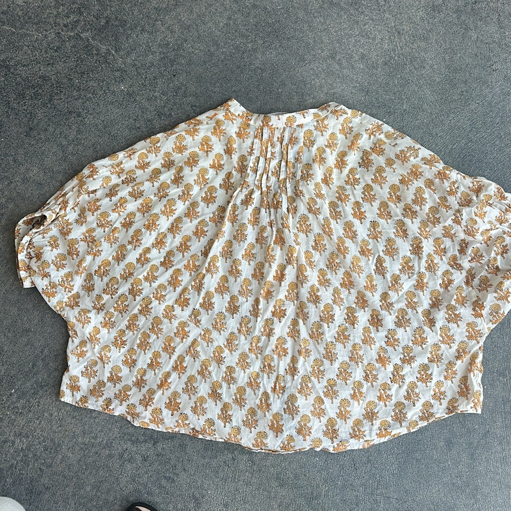 Emerson Fry White and Mustard Floral Button Front Top - Picture 6 of 6